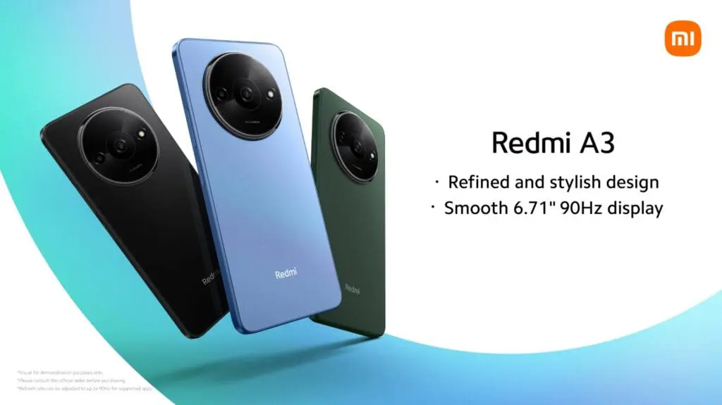 شركة Xiaomi تصدر ھاتف Redmi A3 بتصمیم أنیق وشاشة كبیرة عالیة التحدیث