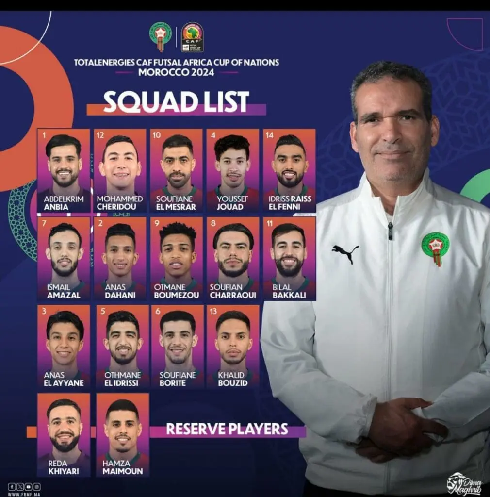 الدكيك يعلن لائحة المنتخب المشاركة في كأس إفريقيا للفوتسال